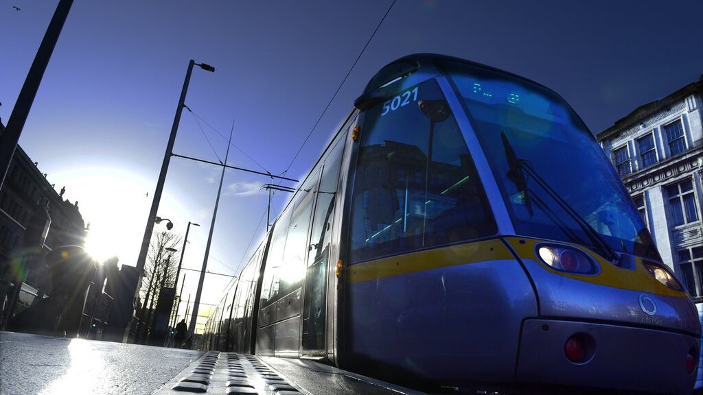 Luas line on O’ Connell Street. Photograph: Cyril Byrne