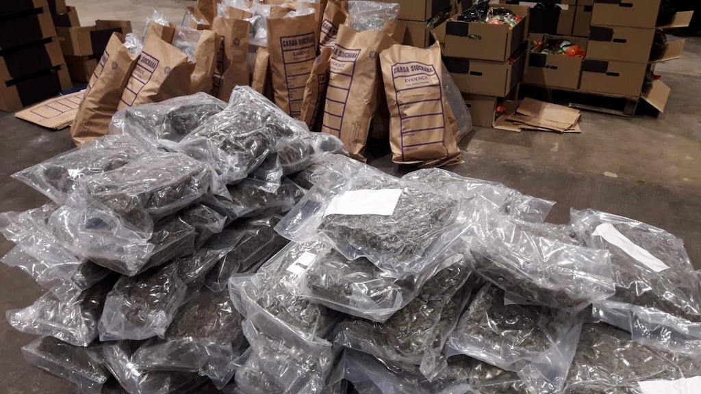 Two men have been arrested following the seizure of herbal cannabis worth an estimated €3.2 million in Co Louth. Photograph: An Garda Síochána.