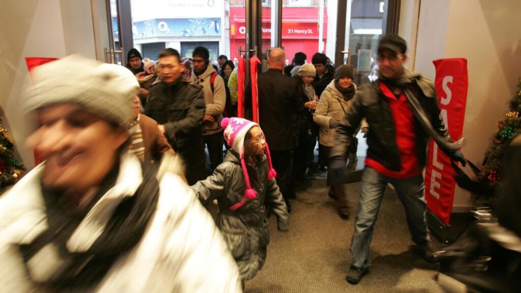 On your marks: the rush at Arnotts on Dublin’s Henry Street in a previous year’s winter sales. Photograph: Alan Betson