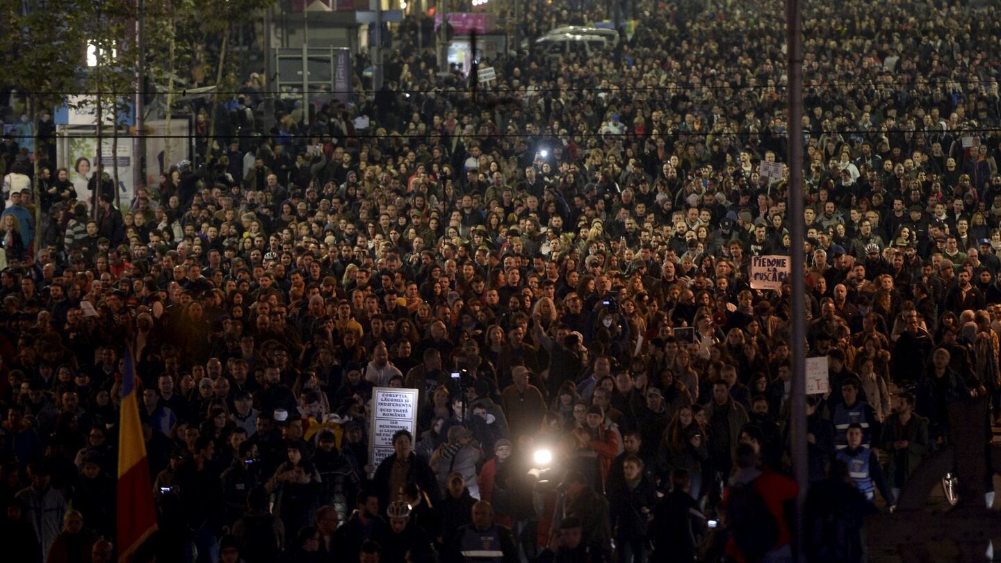 Thousands of people rally demanding government resignations following the  night club fire. Photograph: Reuters
