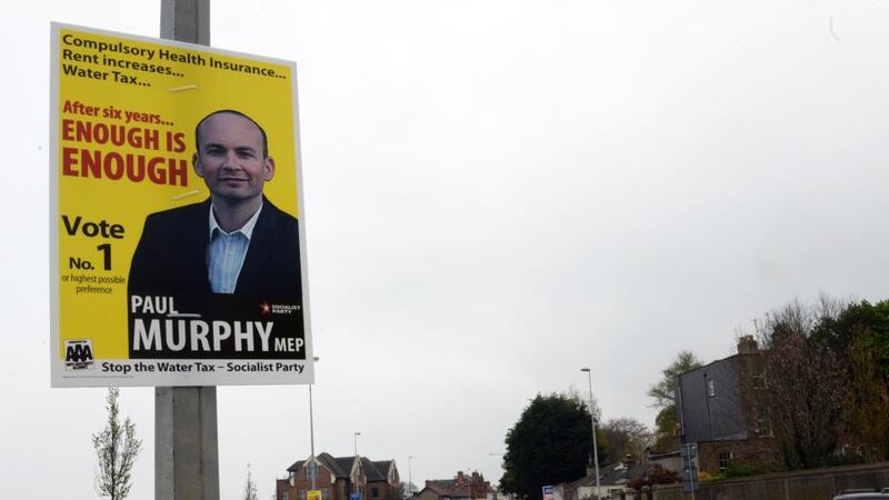 Election posters erected on lamp-posts on the Rock Road, Blackrock, Co. Dublin, today. Photograph: Eric Luke/The Irish Times