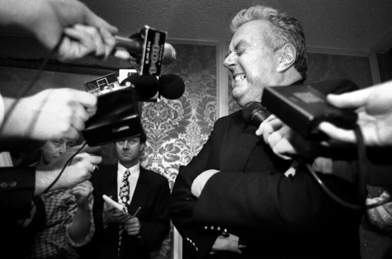 Joe Delaney at an FAI press conference in 1996. Photograph: Billy Stickland/Inpho