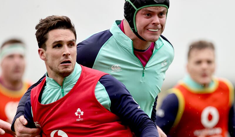 “I don’t really look at it like that. We’ve got to prepare for a Test match, whoever is there - Joey (Carbery), Frawls (Ciarán Frawley), Harry Byrne - they have got to take control." Photograph: Billy Stickland/Inpho