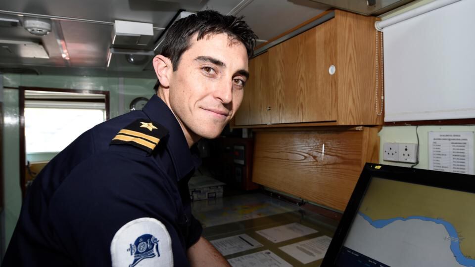 Rescuer: Lieut Shane Mulcahy, search-and-rescue co-ordinator, aboard LÉ Eithne in the Mediterrean. Photograph: David Jones/Irish Defence Forces