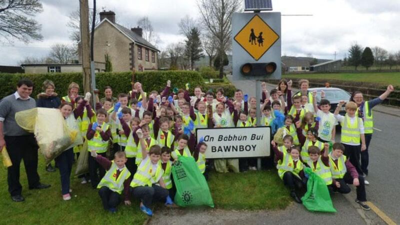 Volunteers gather for a spring clean of their local environs at Bawnboy, Co Cavan, during An Taisce’s National Spring Clean month.