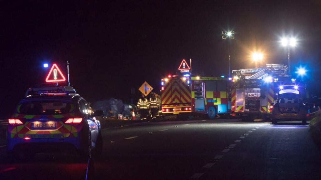 The scene of the fatal accident on the N78 near Athy Co. Kildare on Tuesday night. Photograph: Michael O’Rourke