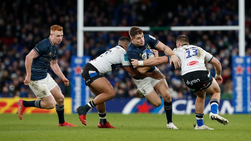 Leinster’s Garry Ringrose during their comfortable European Rugby Champions Cup victory over Bath at the Aviva Stadium. Photograph: Oisín Keniry/Getty Images