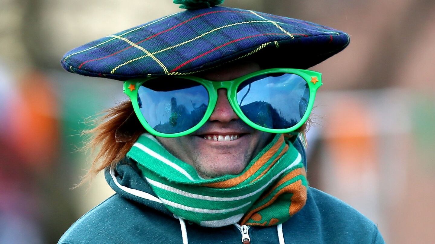 A participant at the St Patrick’s Day parade in Dublin, March 17th, 2016. Photograph: Niall Carson/PA Wire