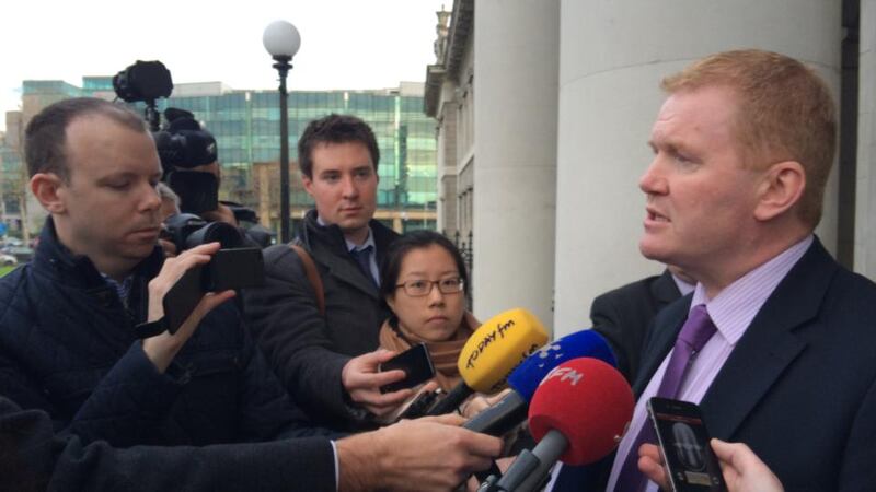 Minister of State Paudie Coffey speaks to reporters ahead of a forum on homelessness in Dublin today. Photograph: Cyril Byrne/The Irish Times