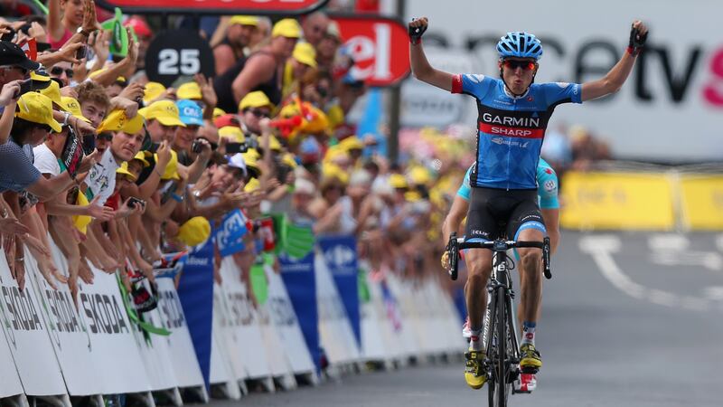 Dan Martin won his first stage on the Tour de France in 2013, when he took stage nine from Saint-Girons to Bagneres-de-Bigorre. Photograph: Bryn Lennon/Getty Images