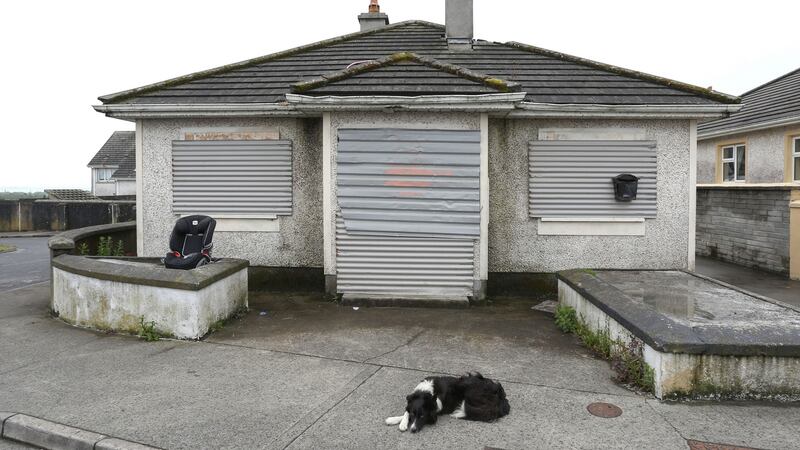 A boarded-up house in Fána Glass at Ballybane in Galway. Photograph: Joe O’Shaughnessy