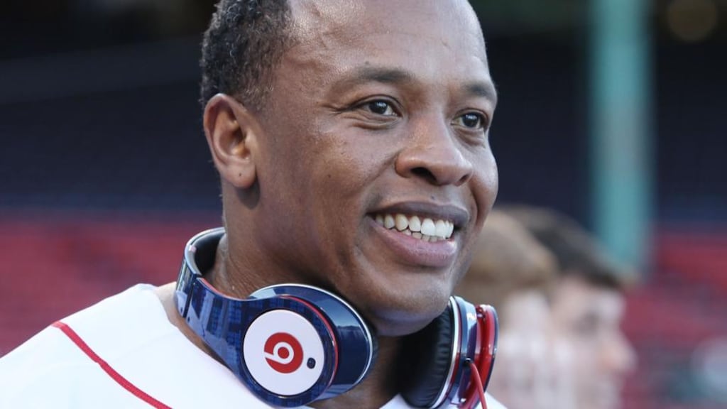 Producer and musician Dr Dre with his Beats by Dr Dre headphones. Photograph: Elsa/Getty Images