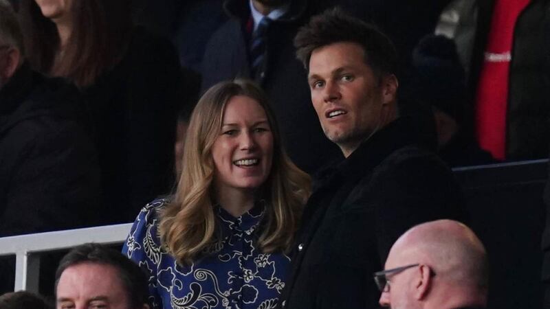 Tom Brady  in the stands before the Premier League match at Old Trafford. Photograph: Martin Rickett/PA Wire