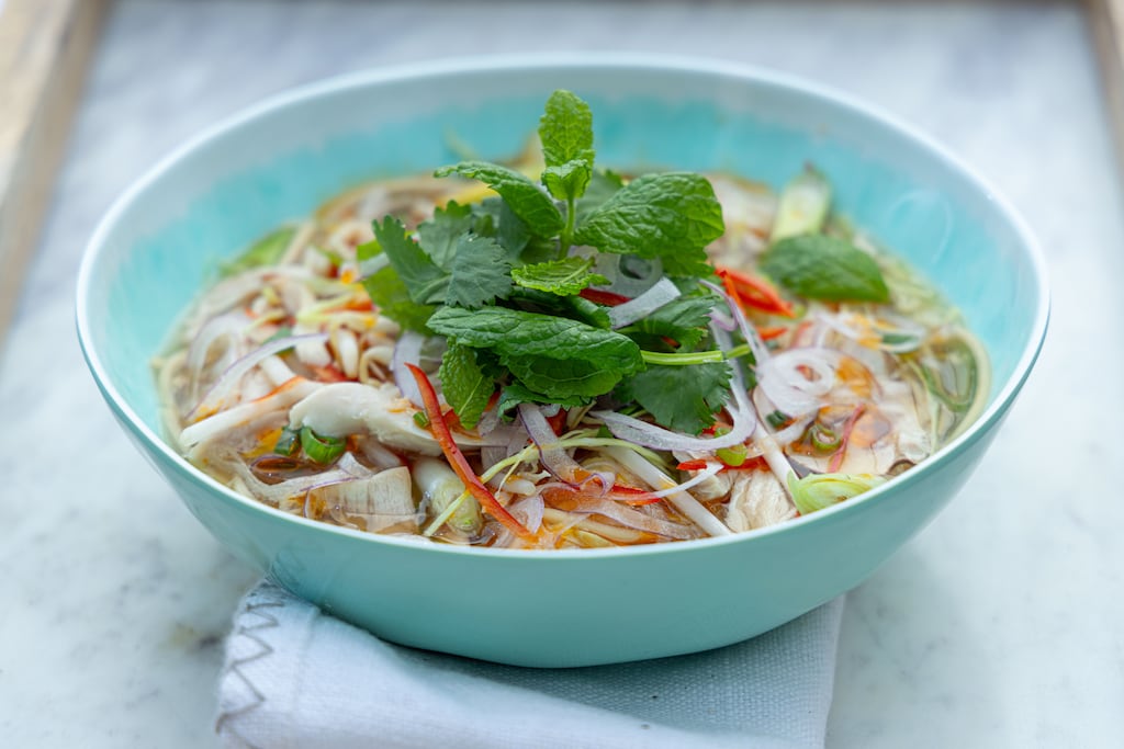 Mark Moriarty's hot and sour turkey (or chicken) noodle soup. Photograph: Harry Weir