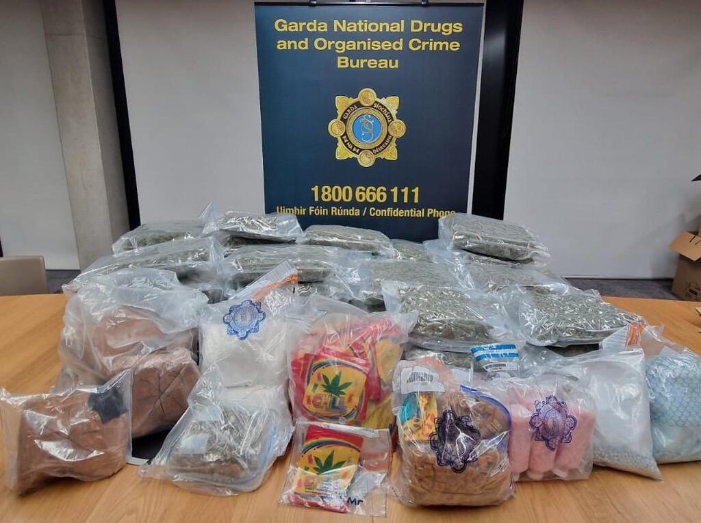 Drugs seized in Dublin on Thursday include suspected cannabis, MDMA, cocaine, ecstasy tablets and cannabis jellies. Photograph: An Garda Síochána/PA Wire