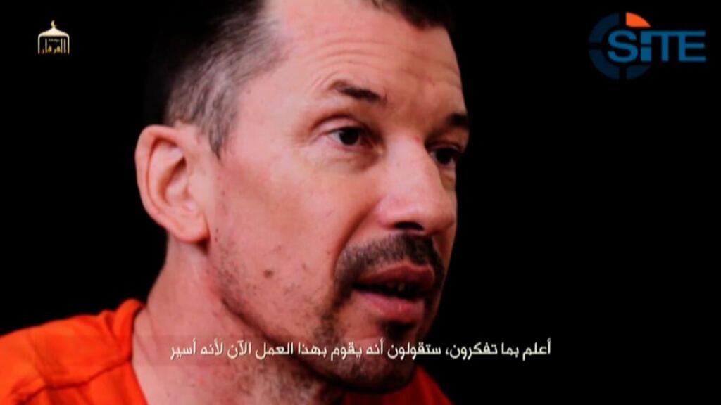 A still image taken from a purported Islamic State video shows British captive John Cantlie making a statement.