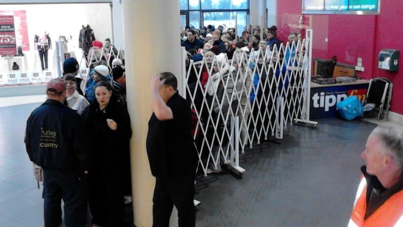 Front of the queue for Garth Brooks tickets at Easons in Thurles Shopping Centre this morning.