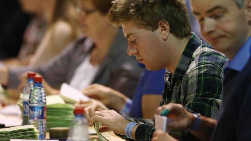 Counting of votes in the referendums on the future of the Seanad and the establishment of a new Court of Appeal is underway at count centres around the country. Photograph: Niall Carson/PA Wire