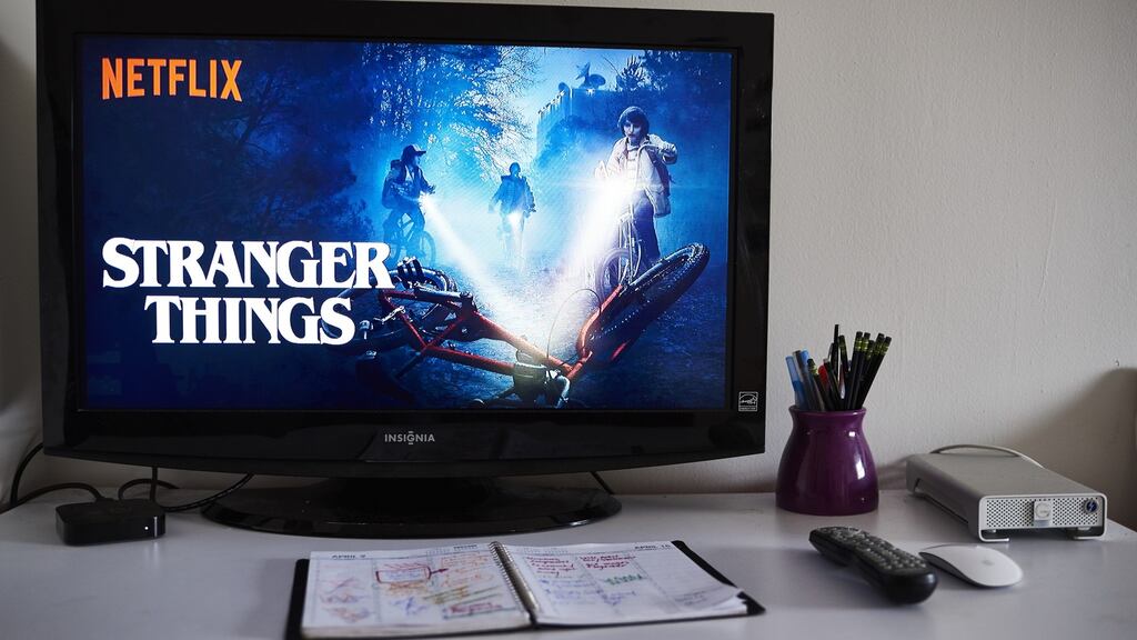 Just over three years ago, Netflix was valued at about $20bn; today, the streaming giant is worth some $145bn. Photograph: Gabby Jones/Bloomberg