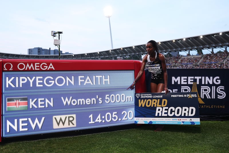 It took 34 years of small steps for the women’s mile time to improve by almost eight seconds, to that 4:07.64, and now Faith Kipyegon hopes to do the same in one giant leap. Photograph: Getty Images