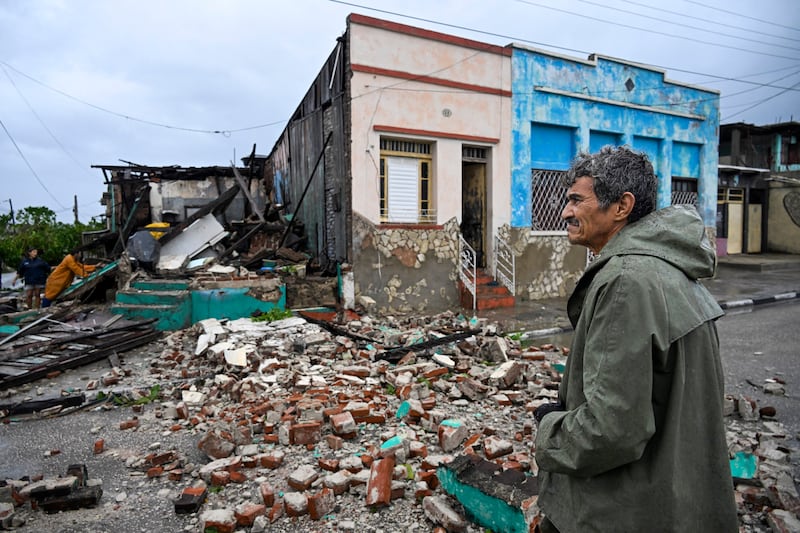 Houses destroyed by Hurricane Melissa in  Santiago de Cuba: Photograph: Yamil Lage/AFP via Getty Images