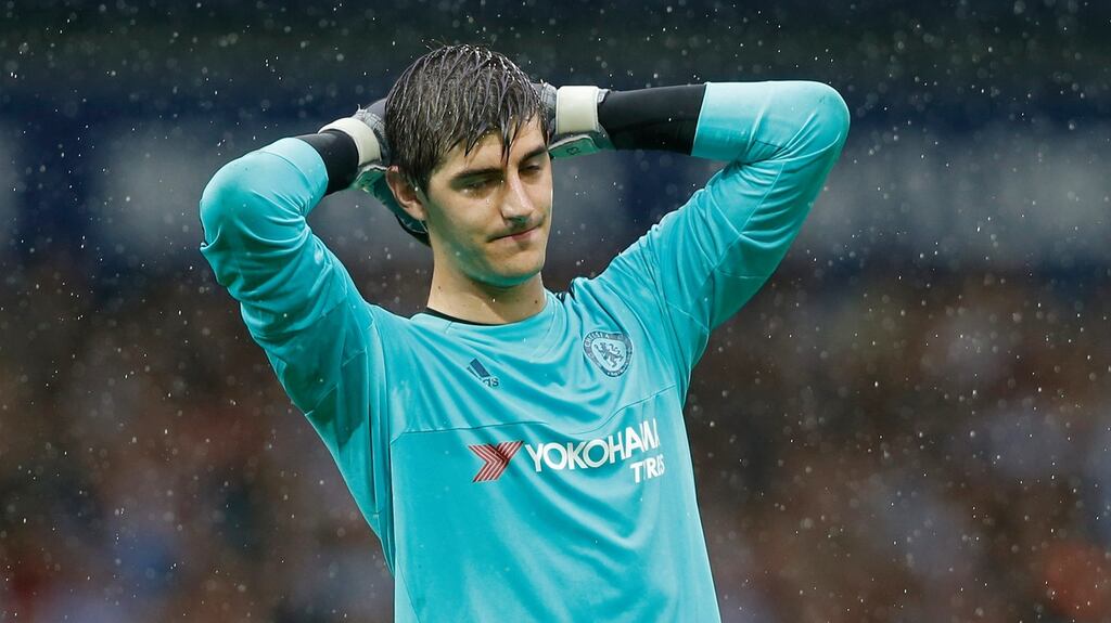 Chelsea’s Thibaut Courtois insists he will remain at the club next season. Photograph: Carl Recine/Reuters