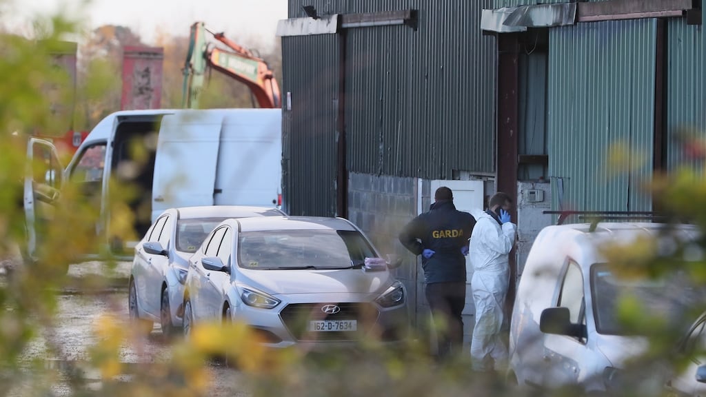 Garda at the scene in Ashbourne, Co Meath after a police raid where an estimated multimillion-euro haul of cannabis and cocaine was seized. Photograph:n Brian Lawless/PA Wire