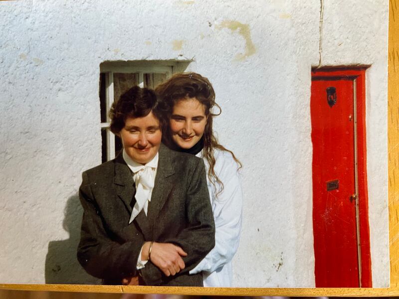 Nancy McCarrick with Annie on a visit to her daughter while she was studying in Maynooth. Annie was renting a cottage in Ballyboden, Dublin at the time.