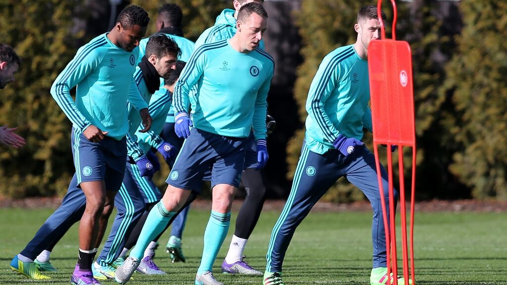 Chelsea’s John Terry will not face PSG this weekend due to a hamstring injury. Photograph: Matthew Childs/Reuters
