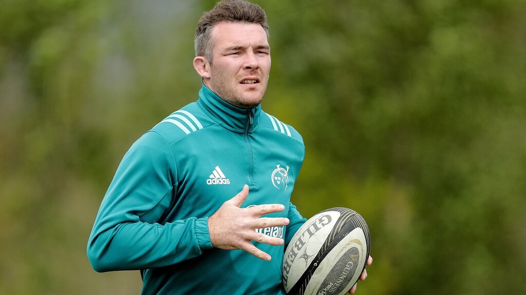 Peter O’Mahony at Munster Rugby squad training in UL, Limerick on Monday. Photograph: Laszlo Geczo/Inpho