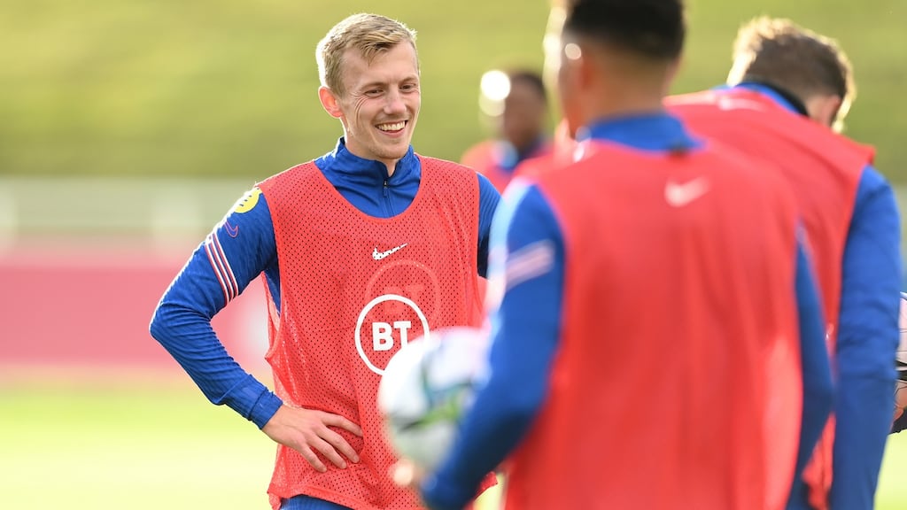 James Ward-Prowse at the England training session at St Georges Park in Burton-upon-Trent, England. Photograph: Michael Regan/Getty Images