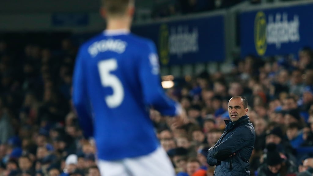 Everton manager Roberto Martinez has overseen John Stones’s development into a world-class player. Photograph: Reuters.