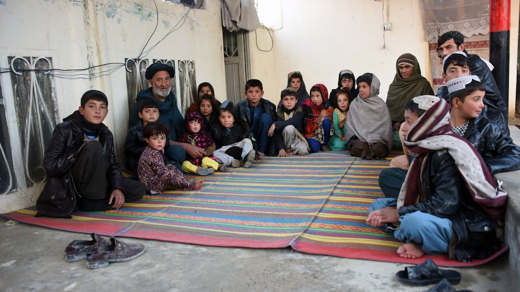 Internally displaced Afghans in Kandahar city on February 9th, after fleeing conflict with the Taliban in the Deh Rawood district of Uruzgan province. Photograph: Photo Javed Tanveer/AFP/Getty Images