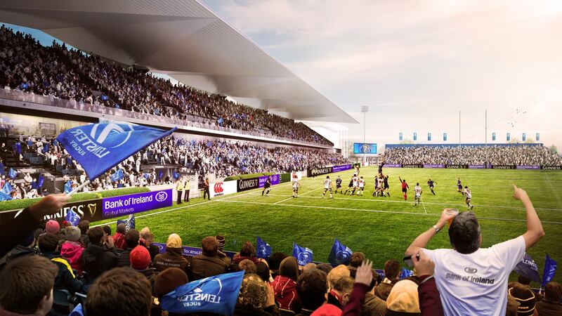 Architect image of the proposed new RDS arena, designed by Newenham Mulligan and Grimshaw Architects, which would increase capacity for rugby games from 18,500 to 21,000.