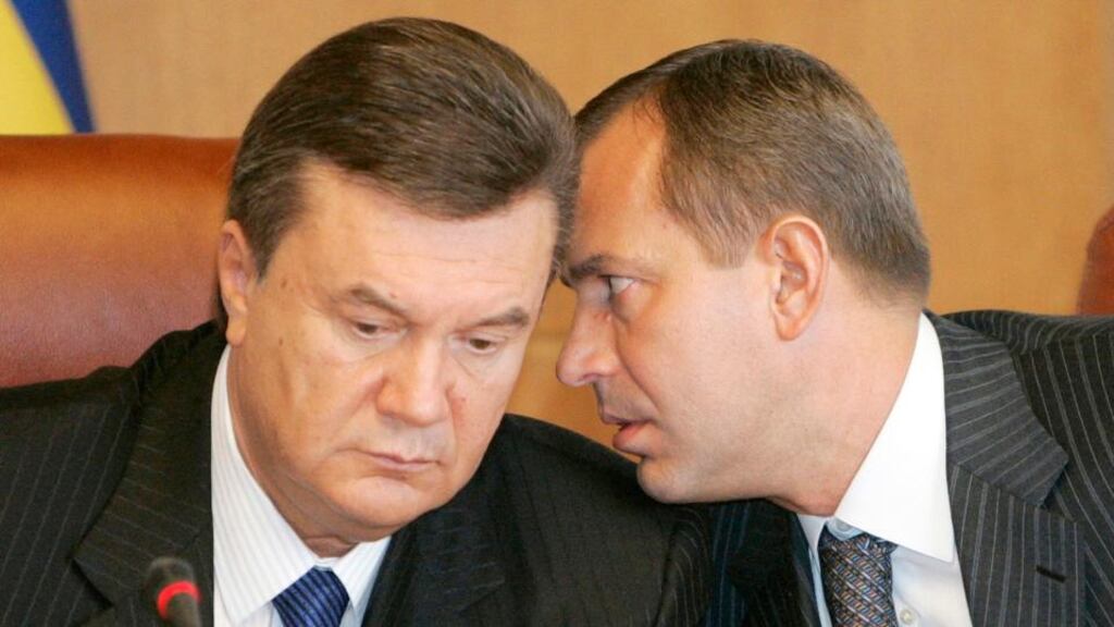 Ukraine’s ousted president Viktor Yanukovich (left). He said he was “determined to fight to the end for the implementation of important compromise agreements that will bring Ukraine out of the deep political crisis. Photograph: Gleb Garanich/Reuters