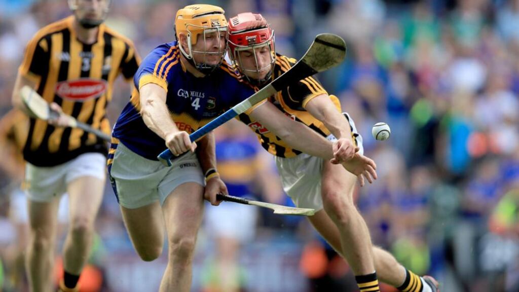 Seamus Callanan battles for possession with Kilkenny’s Cillian Buckley in the All-Ireland hurling final. Photograph: Donall Farmer/Inpho