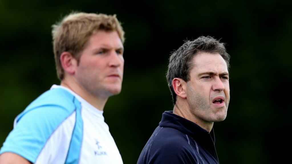 Garryowen head coach Tom Tierney and forwards coach Paul Neville. Photo: James Crombie/Inpho