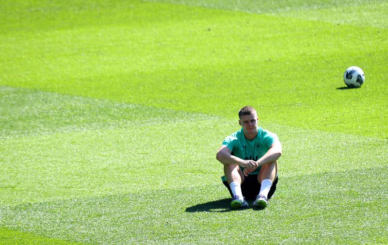Evan Ferguson training in Lisbon, Portugal, on Friday. Photograph: Ryan Byrne/Inpho
