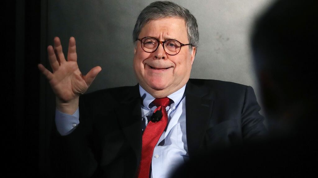 US attorney general Bill Barr: claimed the FBI launched an “intrusive investigation . . . on the thinnest of suspicions”. Photograph: Mark Wilson/Getty