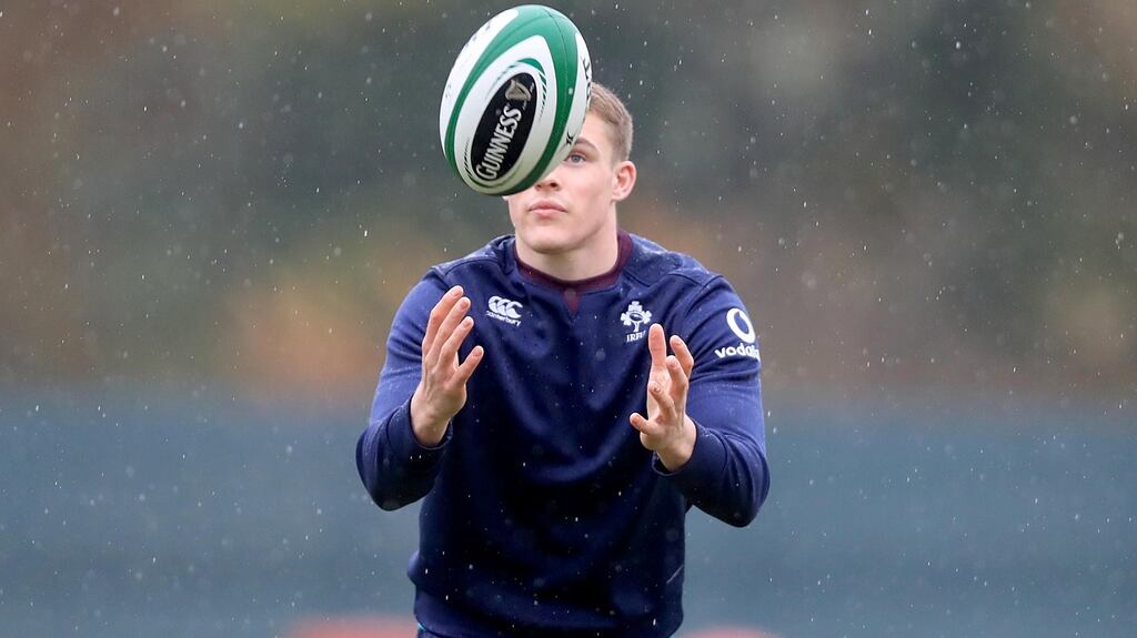 Eye on the ball: Garry Ringrose is set to make his long-awaited Test debut against Canada in the Guinness Series. Photograph: Donall Farmer/Inpho
