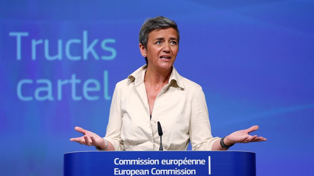 European competition commissioner Margrethe Vestager: Truck makers’ cartel “involves a very large market and continued for a very long time”. Photograph: Francois Lenoir
