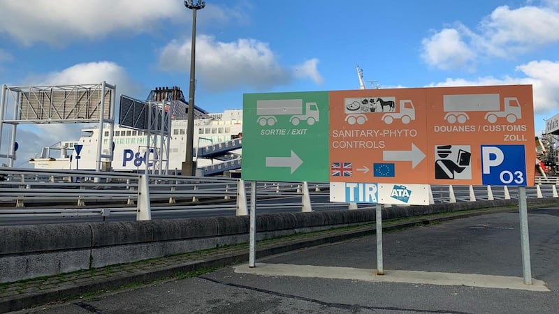 New controls and areas for checks on trucks at Calais port. Photograph: Sharon Gaffney