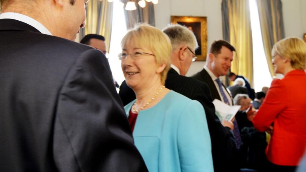 Mary Hanafin and Micheal Martin at unveiling of the Fianna Fail party’s programme of events to mark the centenary of the 1916 rising. Photograph: Alan Betson / The Irish Times