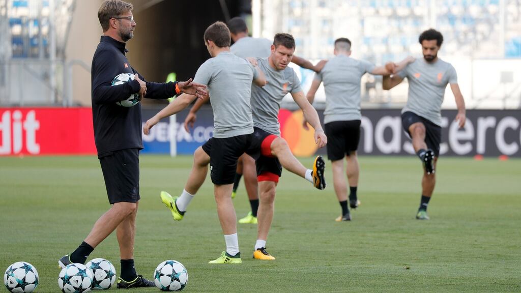 Liverpool head coach Jurgen Klopp during a training session in Sinsheim, Germany. Photograph: PA