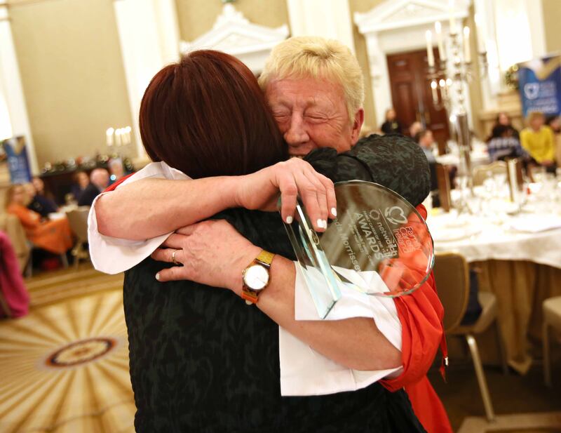Breda Morrissey from Ballyvolane, Cork, receives her award at a ceremony in Dublin's College Green Hotel on Thursday. Photograph: Mark Stedman