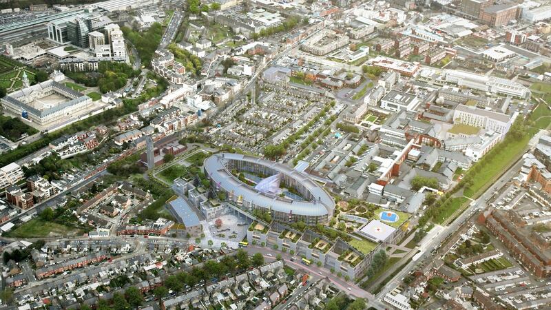 An aerial view of the site of the new National Children’s Hospital