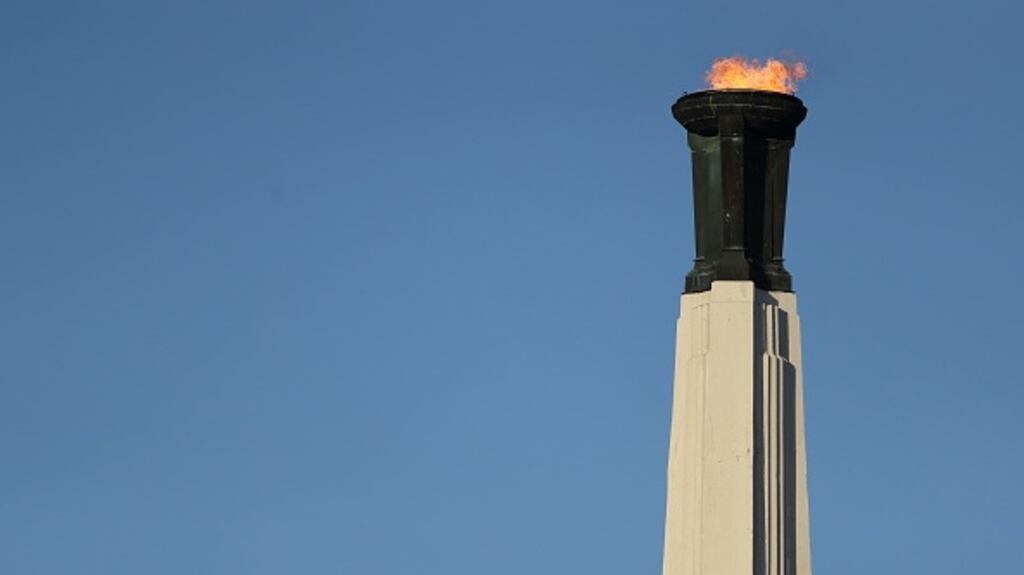 The Olympic flame burns in the Los Angeles Memorial Coliseum stadium, venue for the 1984 Summer Olympics, known as the Games of the XXIII Olympiad, during the International Champions Cup 2017 match between Manchester City and Real Madrid last week. Photograph: Getty Images