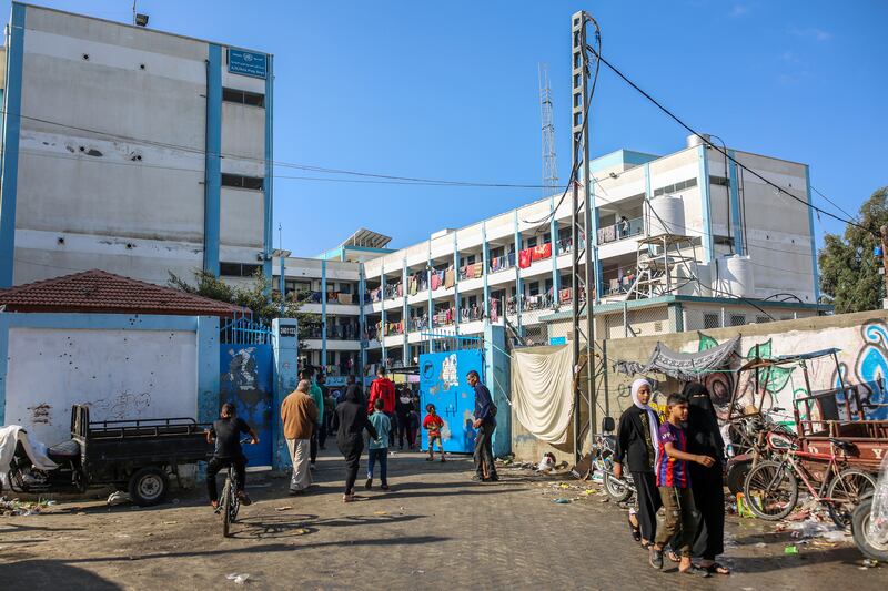 A school affiliated with the United Nations Relief and Works Agency (Unrwa) in Khan Younis, southern Gaza. Photograph: Samar Abu Elouf/New York Times