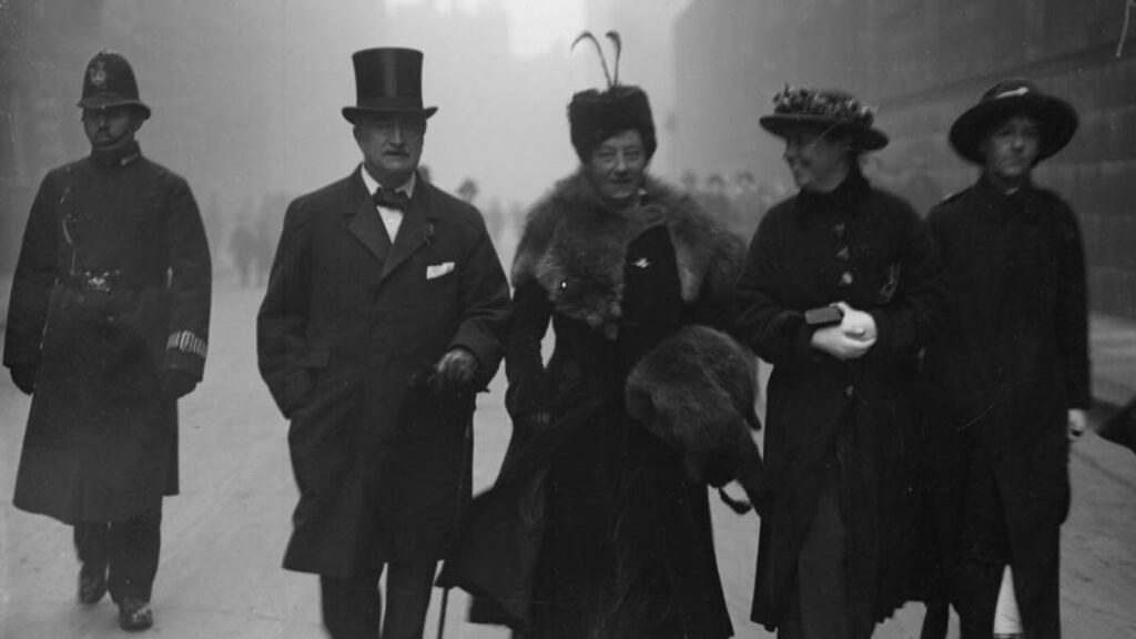 “O’Connell, Butt and Parnell had all failed to achieve what Redmond and Dillon achieved.” Above, John Redmond, along with his wife, attends a Mass held at Westminster Cathedral in London for visiting Irish Guards in March 1916. Photograph: Topical Press Agency/Getty Images