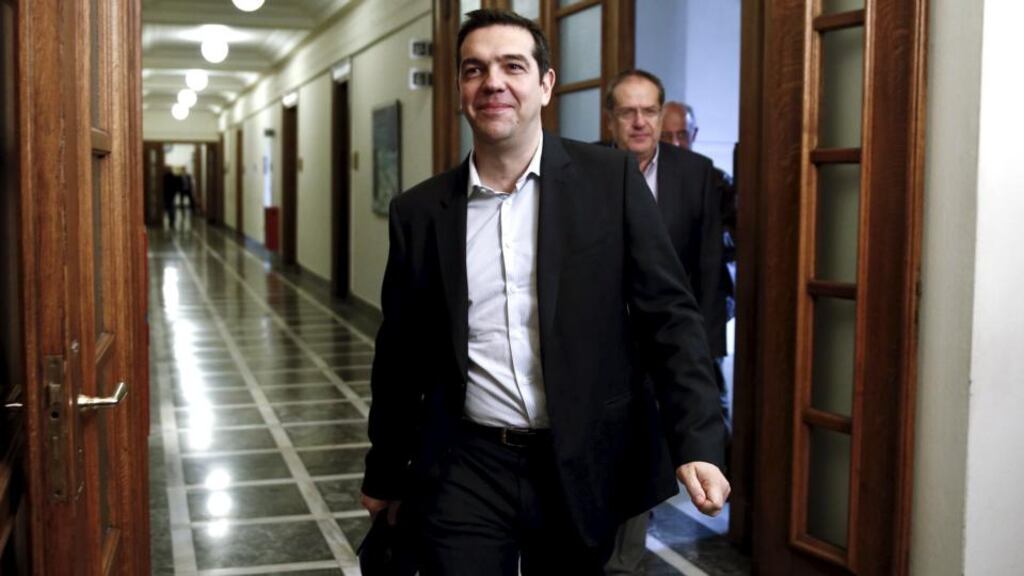 Alexis Tsipras, Greece’s prime minister, arrives for a government meeting at the Greek parliament in Athens on Tuesday.